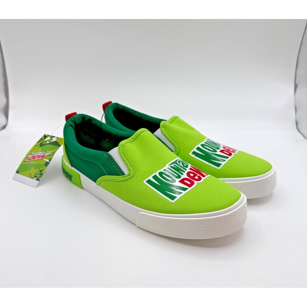Mountain‎ Dew Slip On Sneakers Mens 10 Green Slides Shoes Soda Pop NEW in Box